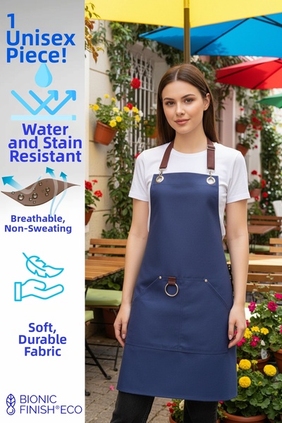 Monki Haus مقهى، باريستا، مصفف شعر، نادل، صانع زهور، مطبخ، مآزر، مقاومة للبقع، أزرق داكن