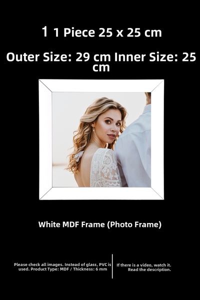 YEDİART 1 قطعة إطار 25x25 - إطار MDF - إطار صور - إطار مربع - مع PVC