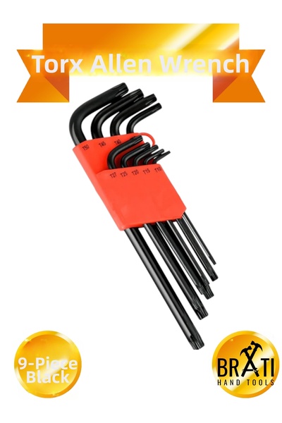 BRATİ HAND TOOLS Black Star Torx Allen 9 Piece Allen Key Set Cr-V