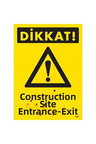 Ethab Ticaret Attention Construction Site Entrance Exit Warning Sign 25X35 Co...