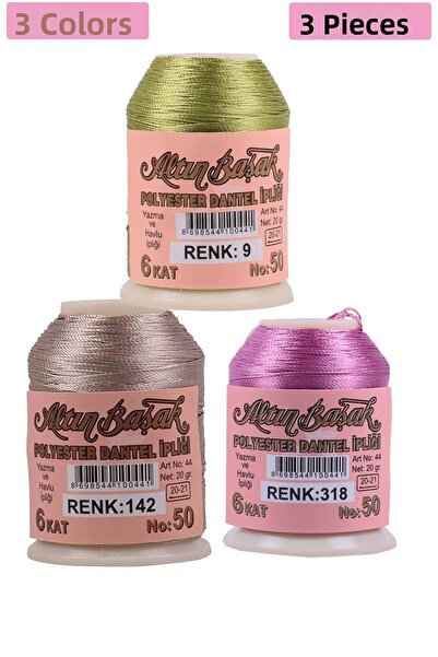 Beta Moda Hub 3 pachete de ață pentru dantelă și dantelă Altınbaşak, 20 gr - ...