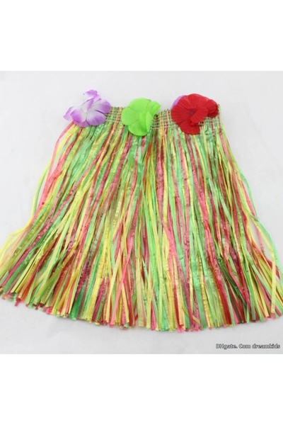 Skygo Adult and Children Matching Colorful Tasseled Hawaiian Luau Hula Skirt ...