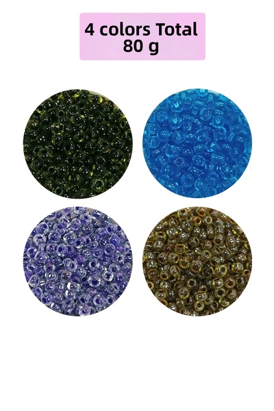 OEM Beads of Cast Glass Sand (8/0) 3 mm - 4 Colors - Total 80 Grams - Bnc425