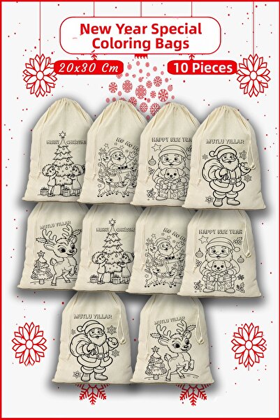 ÇANTAPAK مجموعة من 10 حقائب تلوين ذات طابع العام الجديد - حقائب أنشطة تعليمية...