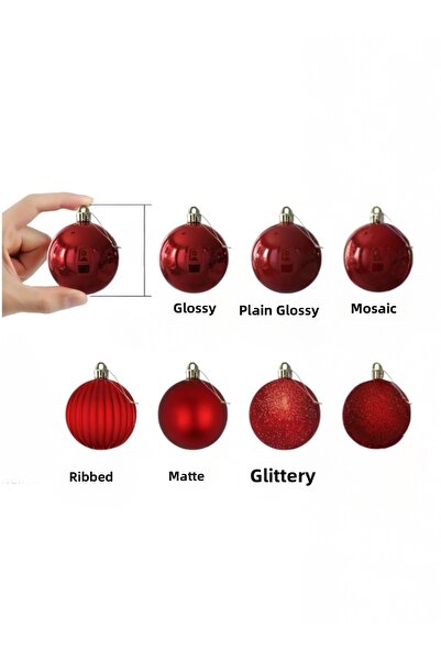 Yenigeldi 6 قطع كرة عيد الميلاد الحمراء 5 سم، كرة عيد الميلاد، كرة شجرة الصنو...