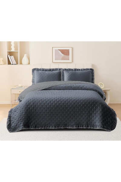 Dainty Home Goblette Home Lara Series Single Person Ruffled Quilted Bedspread...