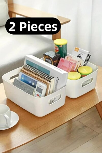 Bayev Sort 2 Pieces Organizer White Color Plastic Multi-Purpose Bathroom Kitchen Office Organizer