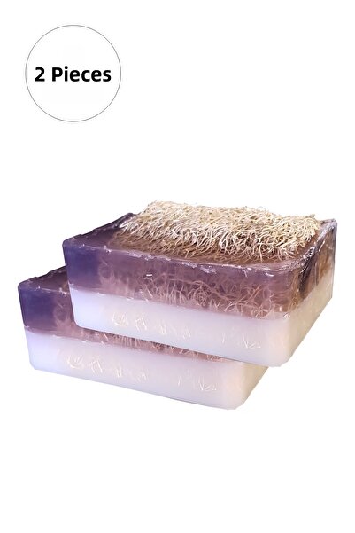 Marsilyan 2 Pieces Natural Pumpkin Fiber Lavender Soap
