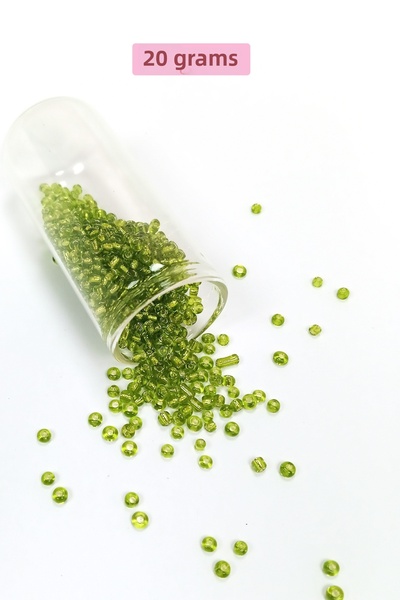 Mestore Mărgele de nisip din sticlă turnată (8/0) 3 mm - 20 grame - Verde tra...