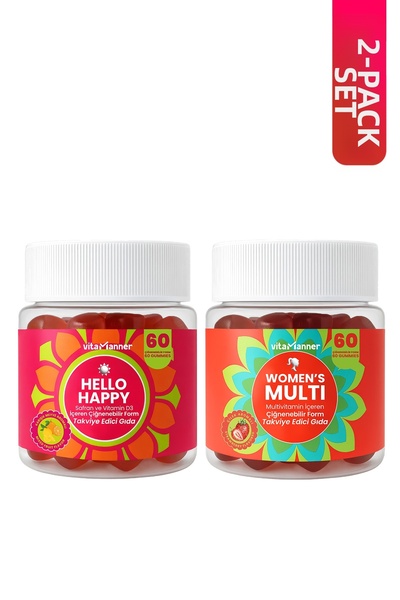 Vitamanner Womens Multi & Hello Happy 2-Piece Gummy Set