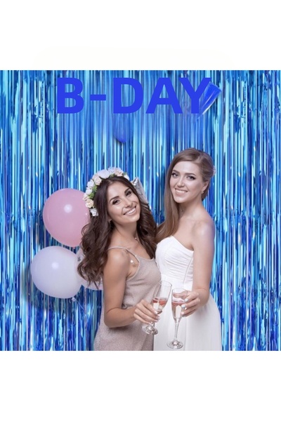 ForWhat 1x2MT Синя метализирана завеса с ресни за офис и домашна декорация