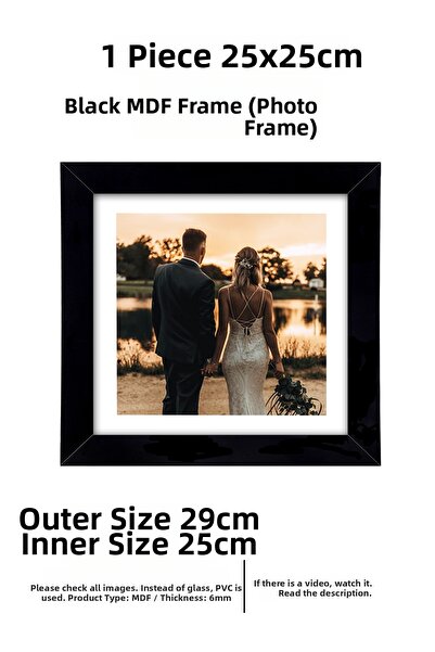 YEDİART 1 قطعة إطار 25x25 - إطار MDF - إطار صور - إطار مربع - مع PVC