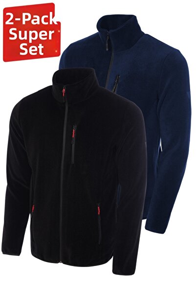 GHASSY CO. 2-Pack Pro Windproof 5-Pocket Outdoor Full Zip Fleece Jacket