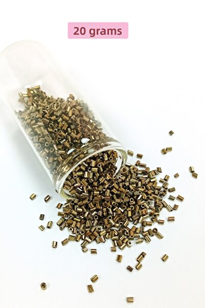 Mestore خرز زجاجي 2 مم - 20 جرام - أصفر معدني -BNC342