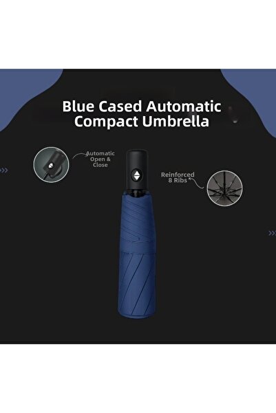 Epilons مظلة أوتوماتيكية مدمجة بغطاء أزرق ZENVİA-4567