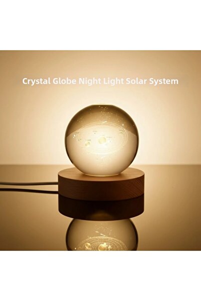 Twin Store Mey Import ®   Crystal Planet Globe Wooden Base USB Lighted Night ...