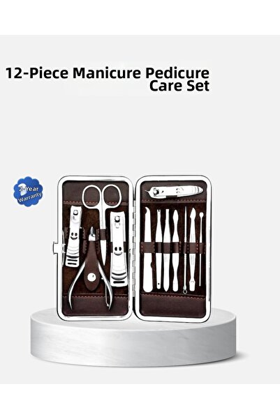 toyigoo طقم العناية بالأظافر مكون من 12 قطعة مع حقيبة جلدية خاصة من الفولاذ ا...
