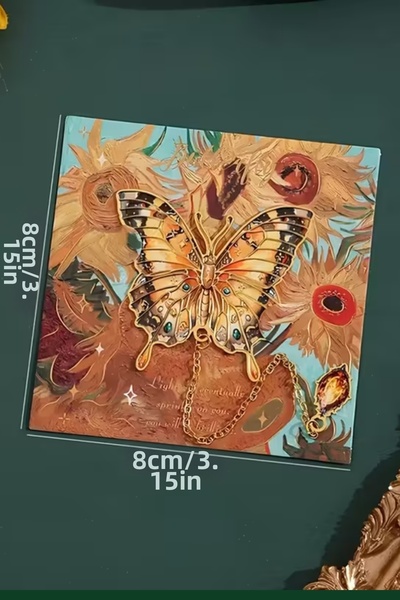 Kolbi Craft سلسلة منحوتة على شكل فراشة صفراء ذهبية اللون، علامة كتاب معدنية، ...