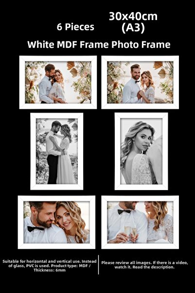 YEDİART 6 Pieces 30X40 Frame - Mdf Frame - Photo Frame - A3 Poster Frame