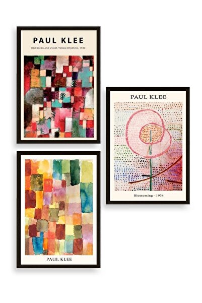 CT STONES Paul Klee Triple Wooden Framed Painting