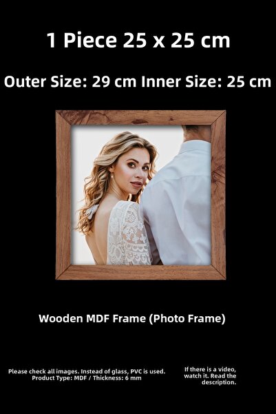YEDİART 1 قطعة إطار 25x25 - إطار MDF - إطار صور - إطار مربع - مع PVC