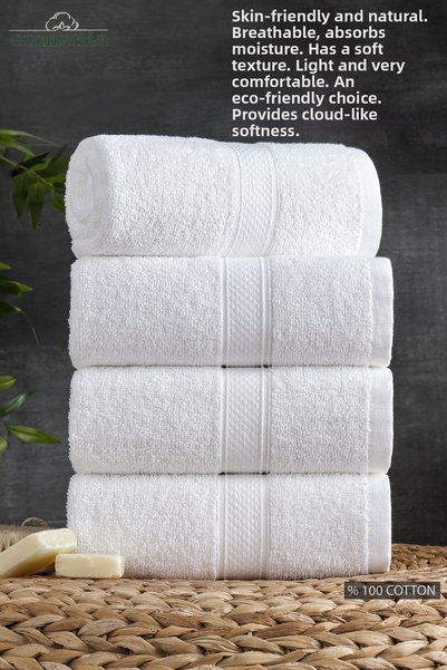eumenia Set 4 prosoape SoftTouch pentru mâini, față și păr, 100% bumbac, set zestre, alb