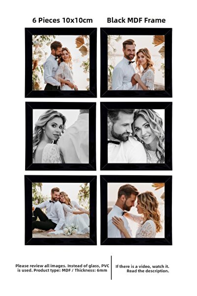 YEDİART 6 قطع إطار 10×10 - إطار من الخشب المضغوط - إطار صور - إطار مربع - مع ...