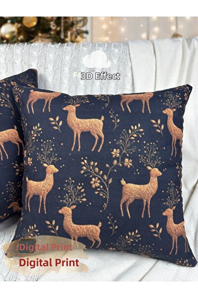 Fifty Home 1 Pcs Kirlent Kilifi 43X43 cm Double-Sided Digital Printing New Ye...