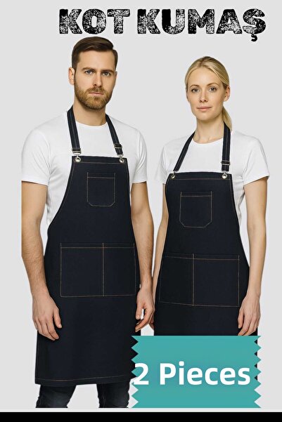 MUTLUGYM مريلة عمل من قماش الدنيم للجنسين - مريلة طهاة ونادل متعددة الجيوب مع حزام قابل للتعديل