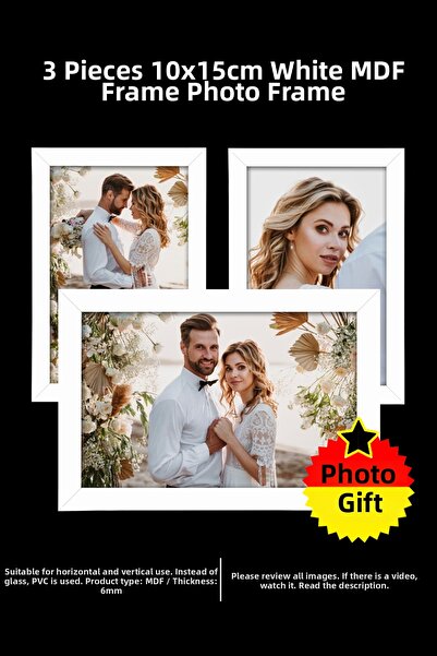 YEDİART 3 قطع إطار 10x15 - إطار MDF - إطار مستطيل - إطار A6 مع PVC