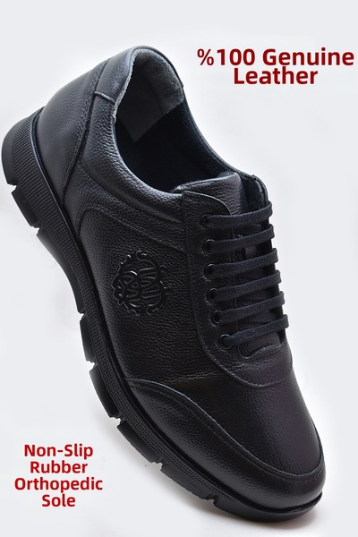 ISPARTALILAR TAB405 Напълно ортопедични мъжки зимни обувки от естествена кожа с неплъзгаща се гумена подметка