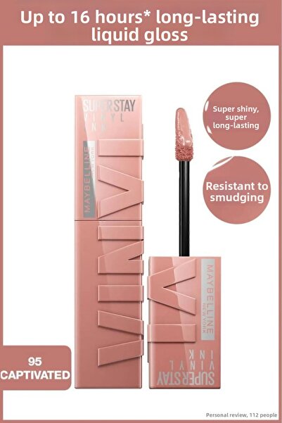 Maybelline New York أحمر شفاه سائل لامع يدوم طويلاً من Super Stay Vinyl Ink 9...