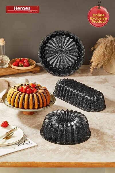 Kahramanlar طقم كيك هيليجرا أسود مصبوب مكون من 3 قطع