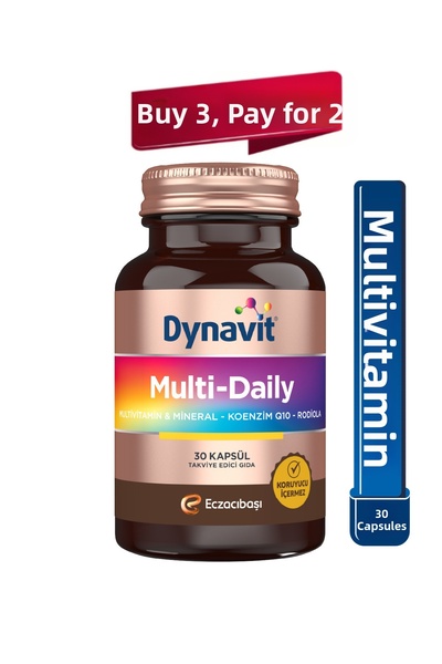 Dynavit MultiDaily 30 كبسولة - 13 فيتامين، 7 معادن، إنزيم Q10، روديولا (Multi...