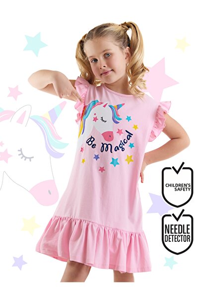 Denokids Unicorn Magic - Girl's Pink Ruffle Summer Dress