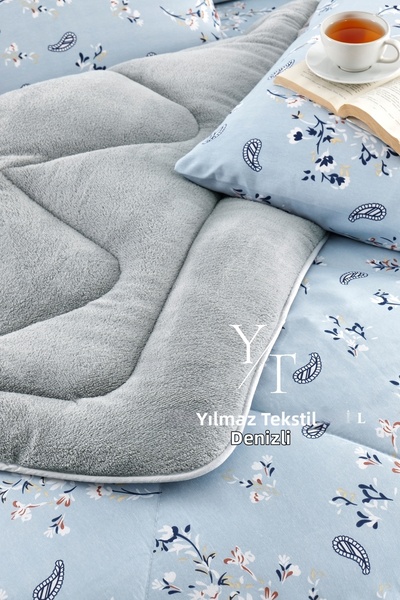 Home Double Welsoft Fleece Duvet Sleep Set Blue Ethnic | With Fitted Sheet | Dowry Set | Dowry Ensemble