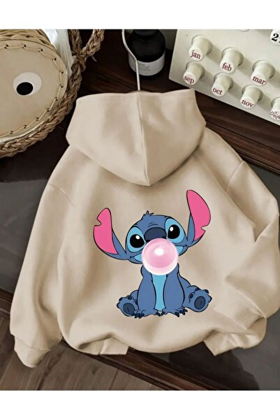 herkesemoda سويت شيرت بقلنسوة من الصوف الداخلي مع تفاصيل طباعة الأحرف