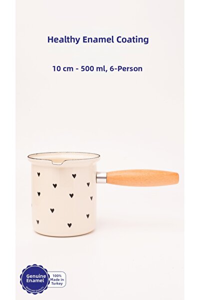 EMAYlab وعاء قهوة كيوبيد أسود بمقبض خشبي (500 مل - 6 أشخاص)