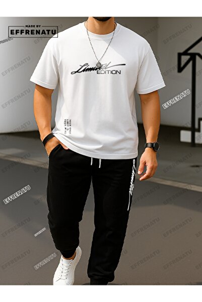 EFFRENATU ملابس عصرية بطبعة مدينة أمريكية، بدلة رياضية علوية وسفلية، رقبة دائ...