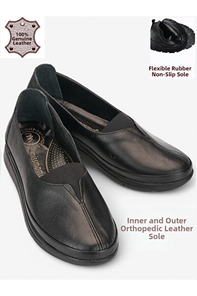 SHOUGO مناسب لأقدام صدفية كاملة لتقويم العظام من الجلد الطبيعي لحذاء الأم