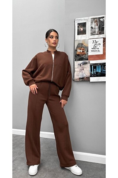 Hotfashion طقم بدلة رياضية من القطيفة المنسوجة بثلاث خيوط