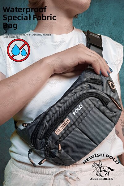 Newish Polo Căști impermeabile gri Port USB Geantă de umăr și talie Daily Cross Strap Freebag