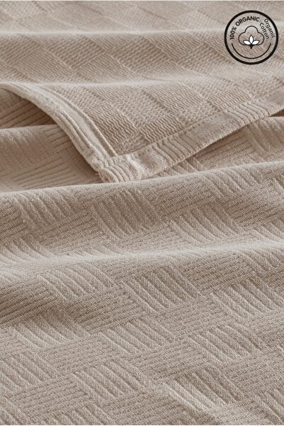 VESSİNOHOME Pike Cuvertură de pat simplă, 100% bumbac, cu model în șah, tip de hotel, de lux, alb.