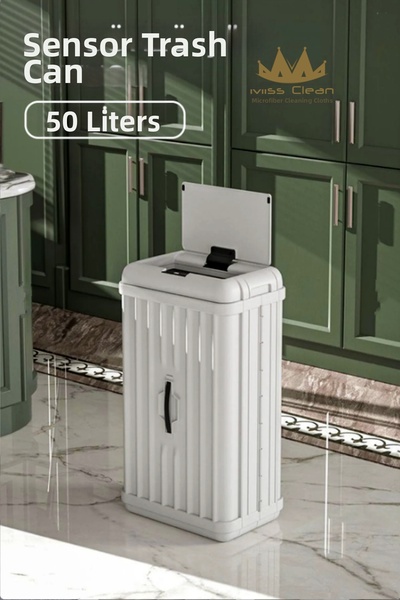 MissClean 50 Liter Trash Can with Motion Sensor Multi-Purpose Portable Foldable Bathroom and Kitchen