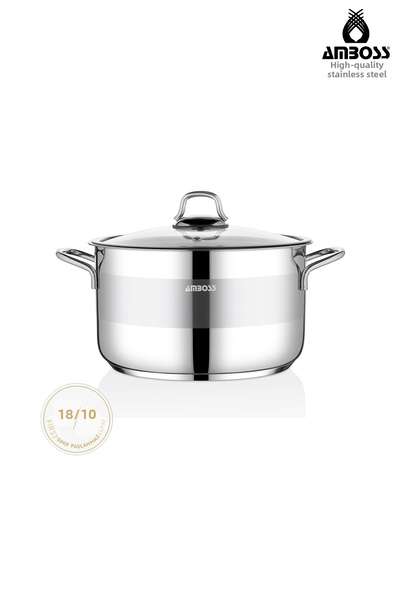 Amboss Ambos Saphire από ανοξείδωτο ατσάλι 18 cm Βαθύς κατσαρόλα με γυάλινο καπάκι