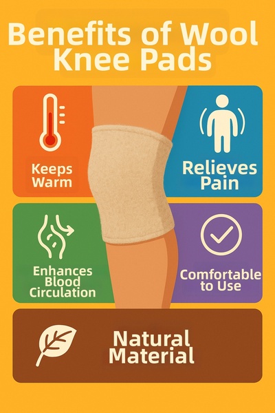 5.MEVSİM دعامة ركبة من الصوف (قطعتان يمين-يسار) لآلام الركبة المزمنة مع 50% صوف غنم - للجنسين