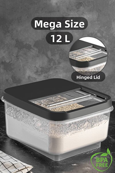 Meleni Home Recipient de depozitare pentru pastile de făină de dimensiuni mari de 12 litri cu capac glisant - Cutie de depozitare pentru bomboane de ceai multibox antracit