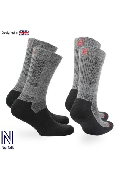 NORFOLK Leonardo Merino Wool Outdoor Hiking Socks 2-Pack Gray
