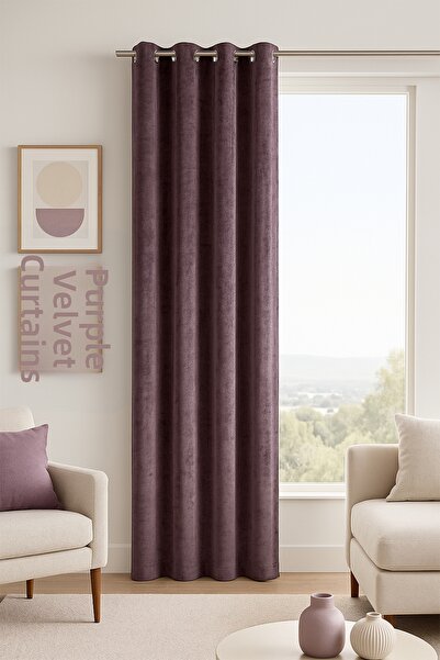 Premier Home Κουρτίνα φόντου με βελούδινο δαχτυλίδι μωβ 140x260