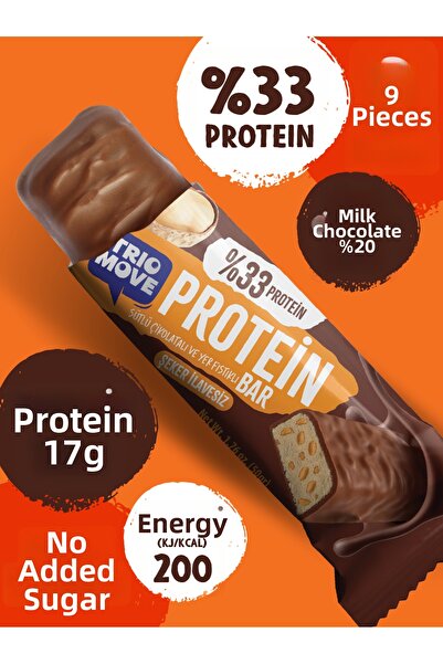 TrioMove بروتين بار - بالفول السوداني 33% بروتين، 50 جرام × 9 قطع تريو موف